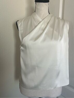 Zara Cream Sleeveless Draped Neck Camisole